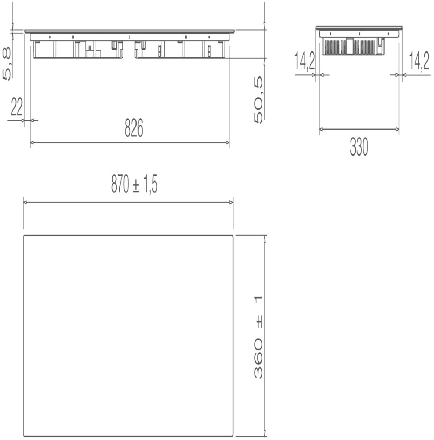 Варочная панель с вытяжкой Elica RATIO 874 SLIM BL