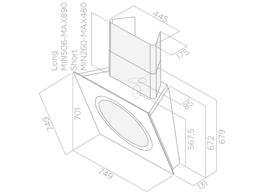 Наклонная вытяжка Elica OM AIR SENSE BL/F/75