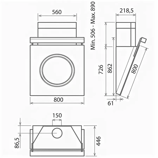 Наклонная вытяжка Elica OM TOUCH SCREEN WH/F/80
