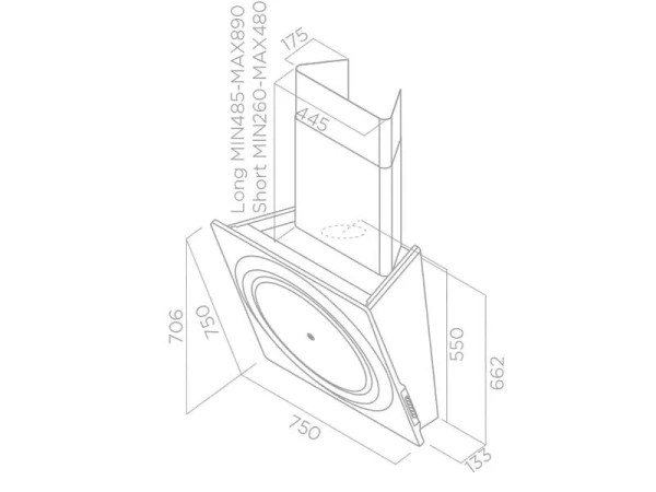 Наклонная вытяжка Elica LOOP BL/F/75
