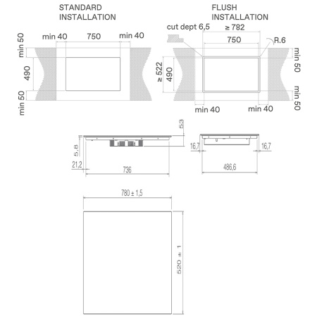 Варочная панель с вытяжкой Elica RATIO 804 PLUS BL