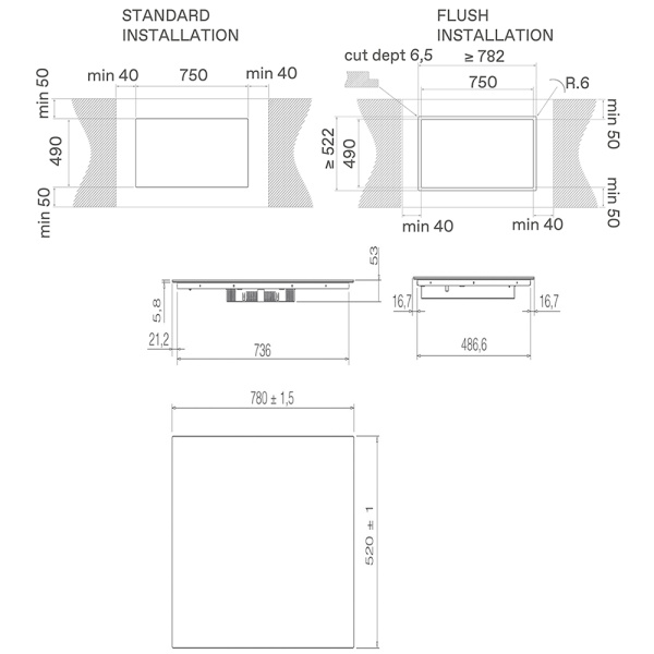 Варочная панель с вытяжкой Elica RATIO 804 PLUS BL