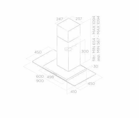 Настенная вытяжка Elica FLAT GLASS PLUS IX/A/90