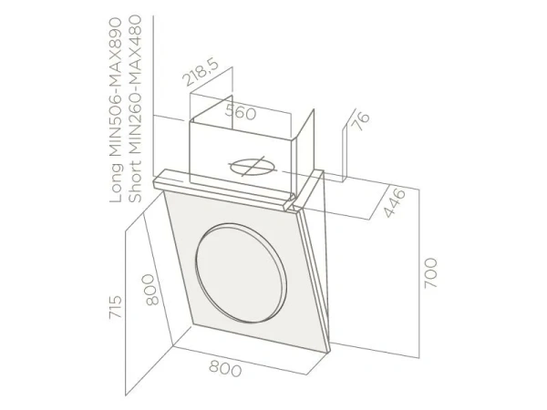 Наклонная вытяжка Elica OM TOUCH SCREEN BL/F/80